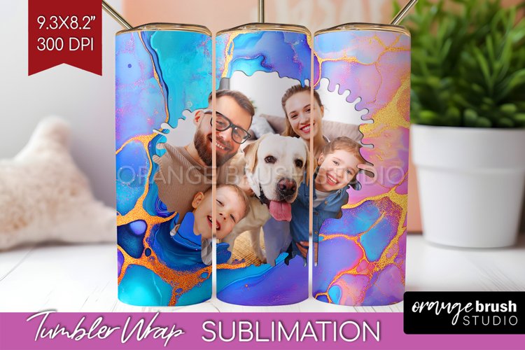 Alcohol Ink Photo Tumbler PNG - Marble Picture Tumbler Wrap