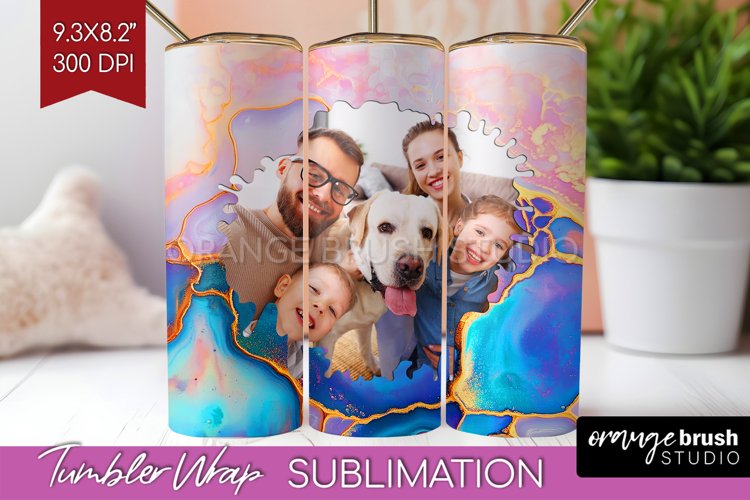 Alcohol Ink Photo Tumbler PNG - Marble Picture Tumbler Wrap