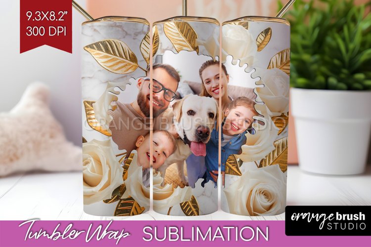 Rose Photo Tumbler PNG - Floral Picture Tumbler Wrap