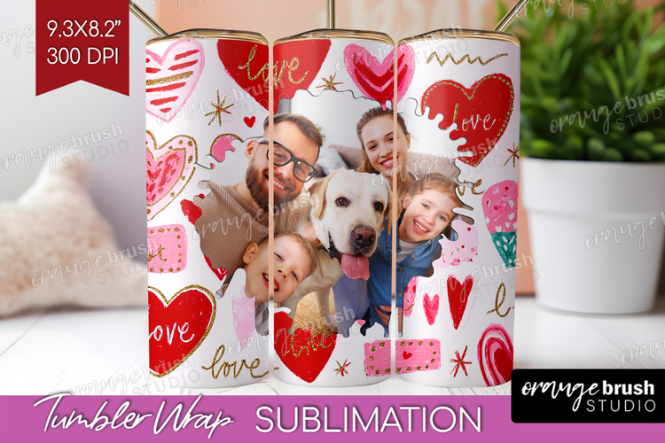 Heart Pattern Photo Tumbler PNG - Valentines Day Picture