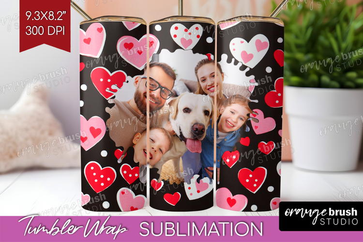 Heart Pattern Photo Tumbler PNG - Valentines Day Picture