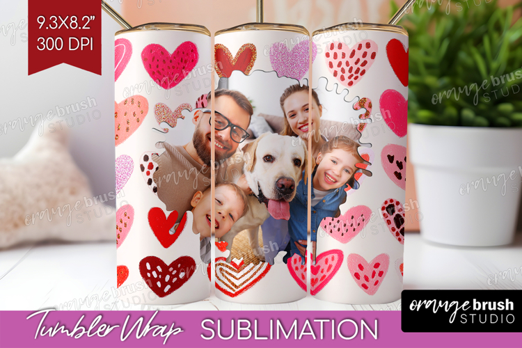 Heart Pattern Photo Tumbler PNG - Valentines Day Picture