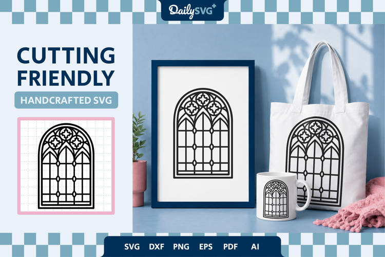 Victorian Gothic Window SVG Ornamental Architecture Cut File