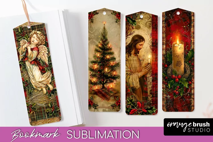 Vintage Christmas Bookmark - Retro Christmas Bookmarks PNG