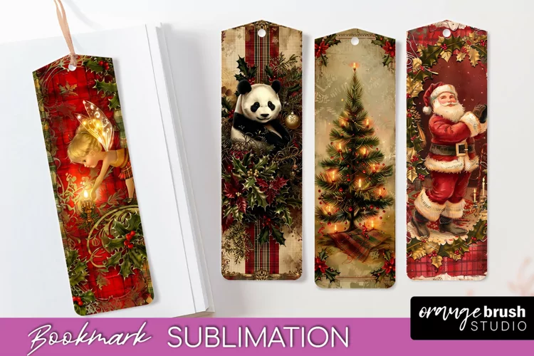 Vintage Christmas Bookmark - Retro Christmas Bookmarks PNG