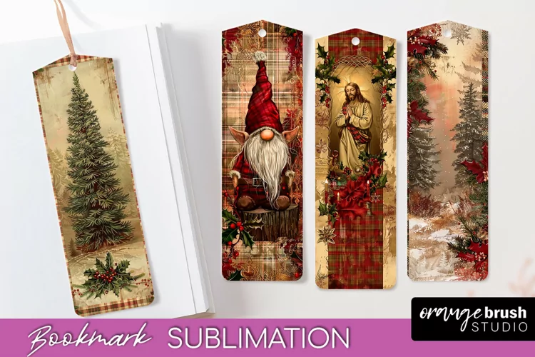Vintage Christmas Bookmark - Retro Christmas Bookmarks PNG