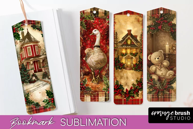 Vintage Christmas Bookmark - Retro Christmas Bookmarks PNG