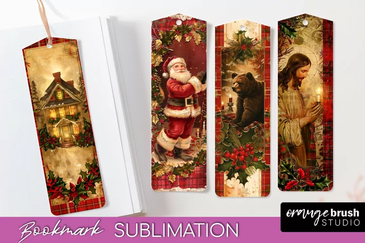 Vintage Christmas Bookmark - Retro Christmas Bookmarks PNG