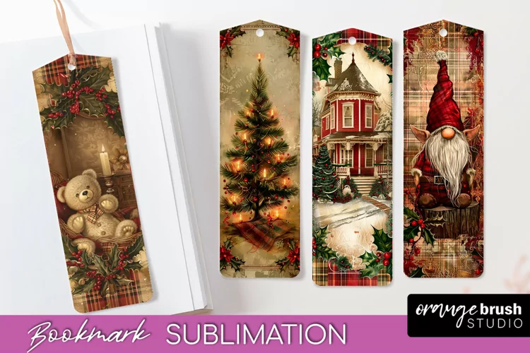 Vintage Christmas Bookmark - Retro Christmas Bookmarks PNG