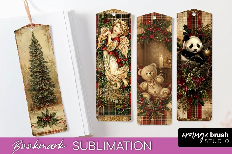 Vintage Christmas Bookmark - Retro Christmas Bookmarks PNG