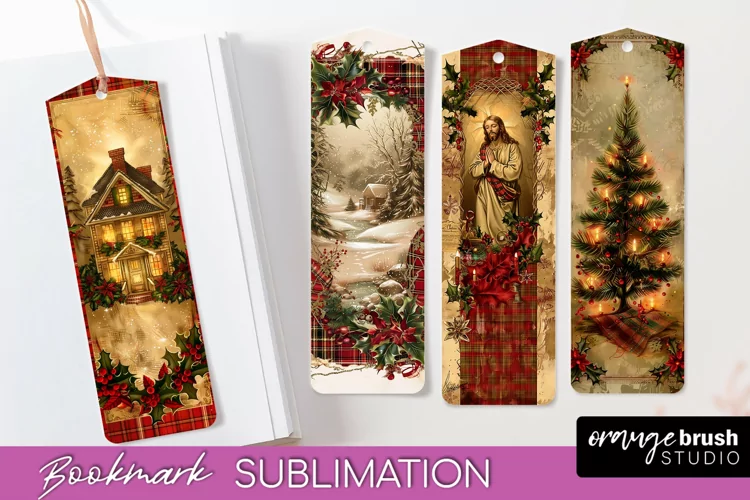Vintage Christmas Bookmark - Retro Christmas Bookmarks PNG