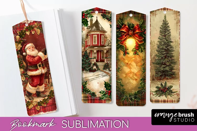 Vintage Christmas Bookmark - Retro Christmas Bookmarks PNG