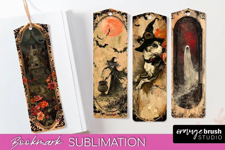 Vintage Halloween Bookmark - Printable Scrapbook Bookmarks
