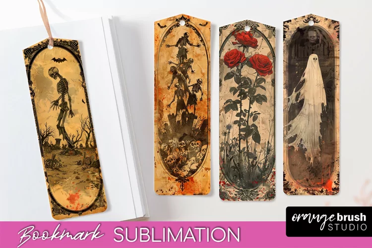 Vintage Halloween Bookmark - Printable Scrapbook Bookmarks