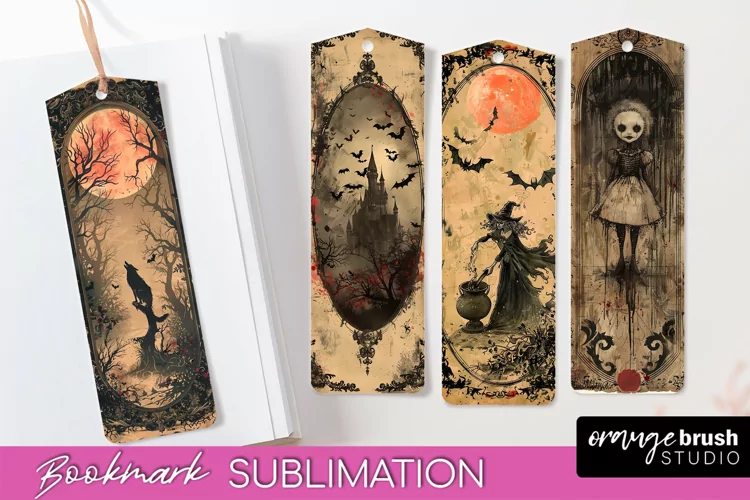 Vintage Halloween Bookmark - Printable Scrapbook Bookmarks