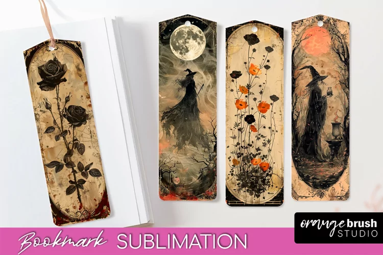 Vintage Halloween Bookmark - Printable Scrapbook Bookmarks
