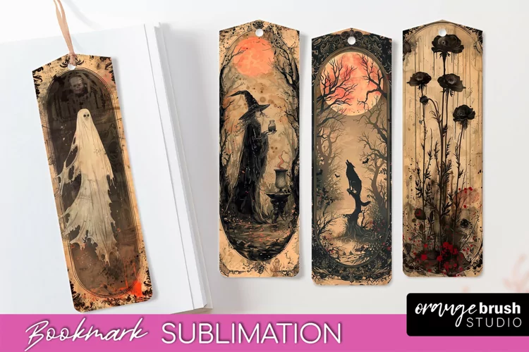 Vintage Halloween Bookmark - Printable Scrapbook Bookmarks