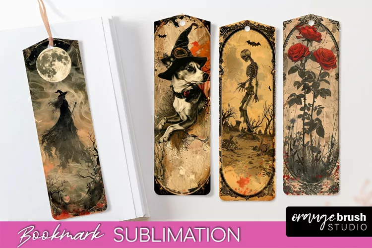 Vintage Halloween Bookmark - Printable Scrapbook Bookmarks