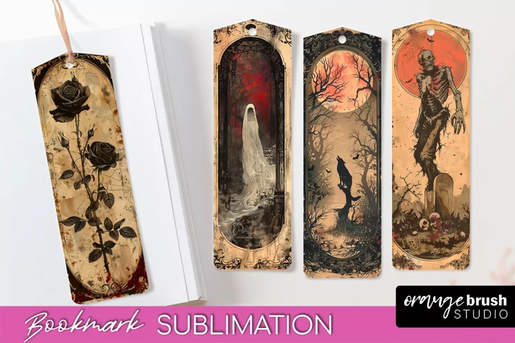 Vintage Halloween Bookmark - Printable Scrapbook Bookmarks