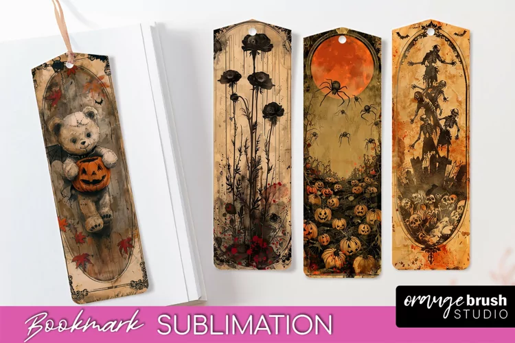 Vintage Halloween Bookmark - Printable Scrapbook Bookmarks
