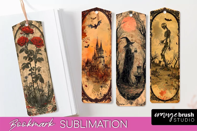 Vintage Halloween Bookmark - Printable Scrapbook Bookmarks