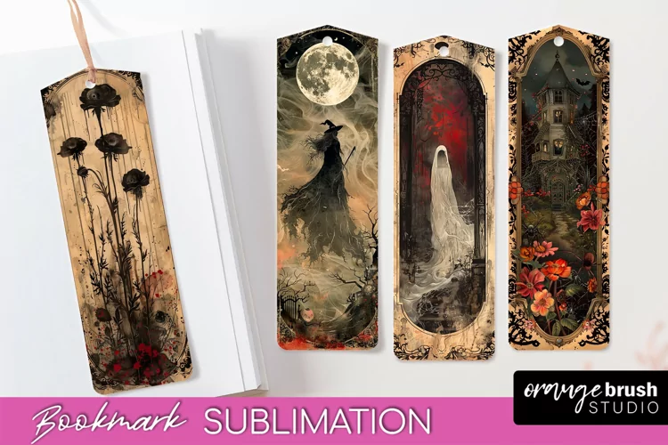 Vintage Halloween Bookmark - Printable Scrapbook Bookmarks