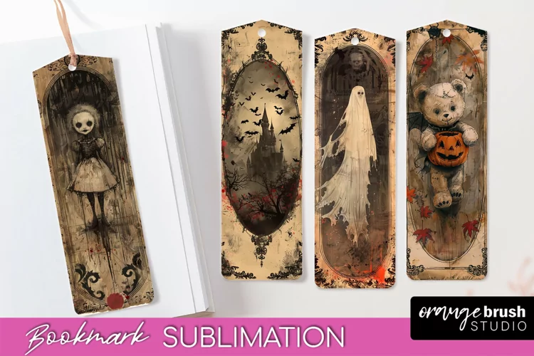 Vintage Halloween Bookmark - Printable Scrapbook Bookmarks