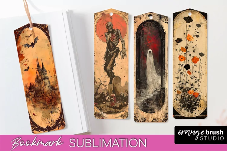 Vintage Halloween Bookmark - Printable Scrapbook Bookmarks