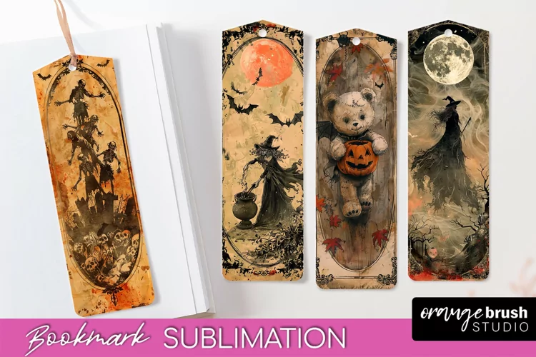 Vintage Halloween Bookmark - Printable Scrapbook Bookmarks