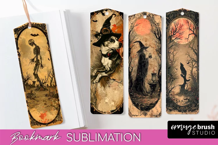 Vintage Halloween Bookmark - Printable Scrapbook Bookmarks