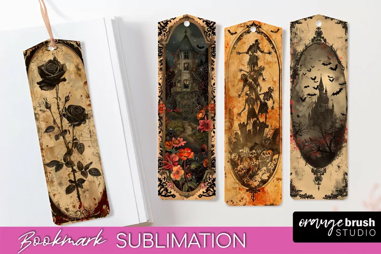 Vintage Halloween Bookmark - Printable Scrapbook Bookmarks