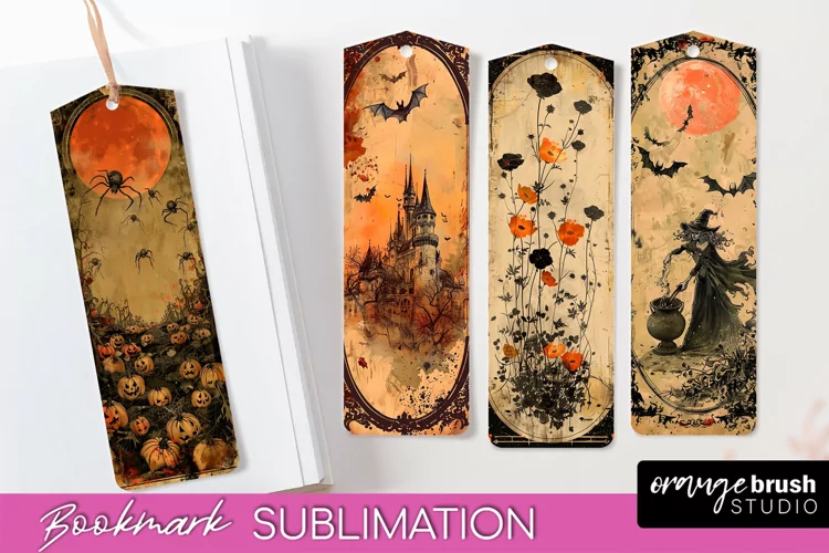 Vintage Halloween Bookmark - Printable Scrapbook Bookmarks