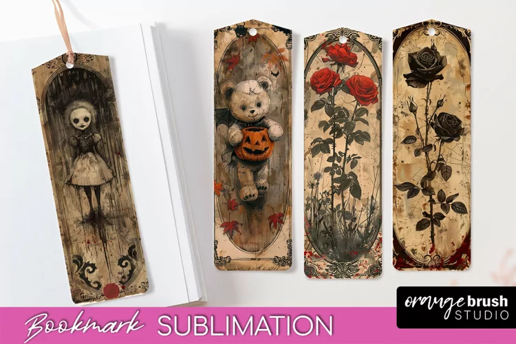 Vintage Halloween Bookmark - Printable Scrapbook Bookmarks