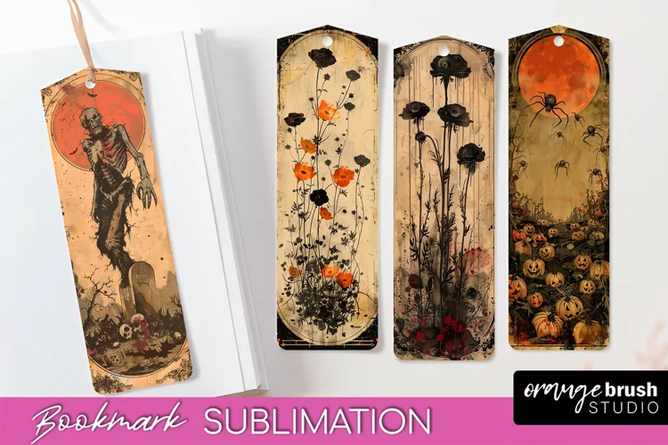 Vintage Halloween Bookmark - Printable Scrapbook Bookmarks