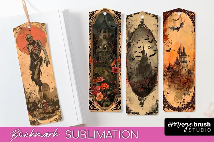 Vintage Halloween Bookmark - Printable Scrapbook Bookmarks