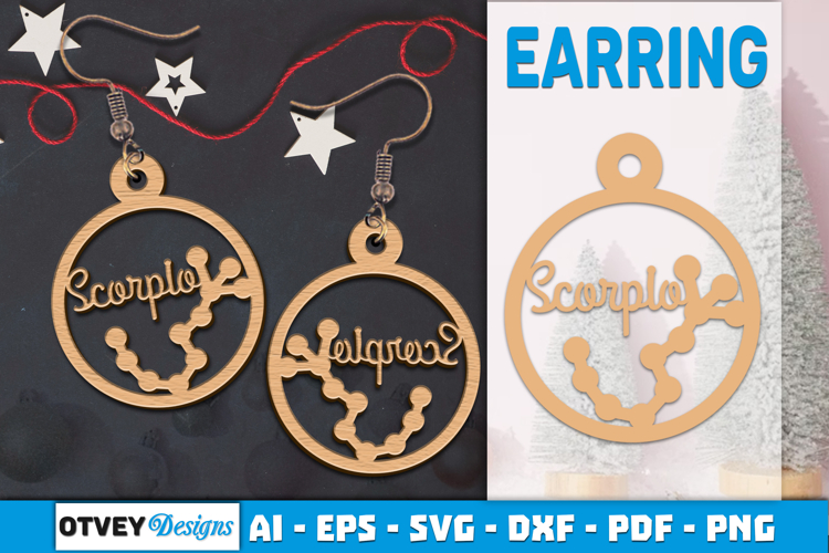 Zodiac Earring Lasercut | Earring Design Lasercut