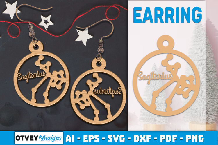 Zodiac Earring Lasercut | Earring Design Lasercut
