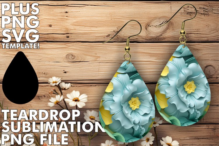 Elegant 3D Teardrop Earring Gallery PNG