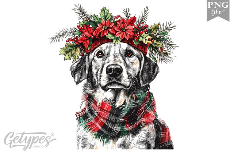 Christmas Dog Clipart Design - High Quality 300 Dpi