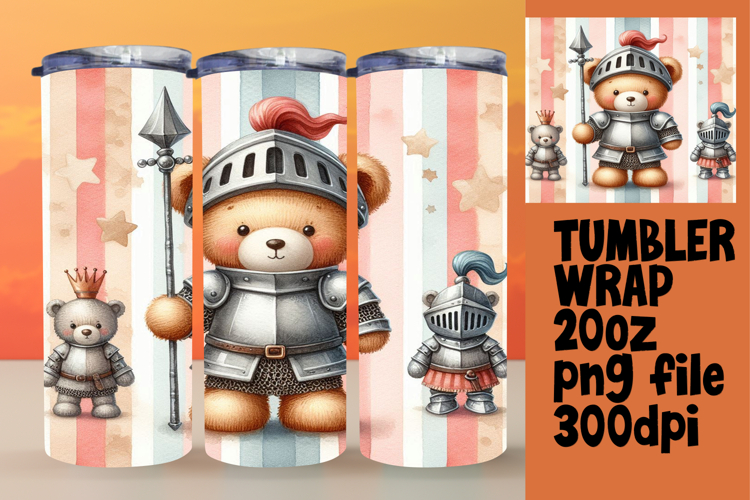 Sublimation-Ready 20oz Design , Teddy Bear