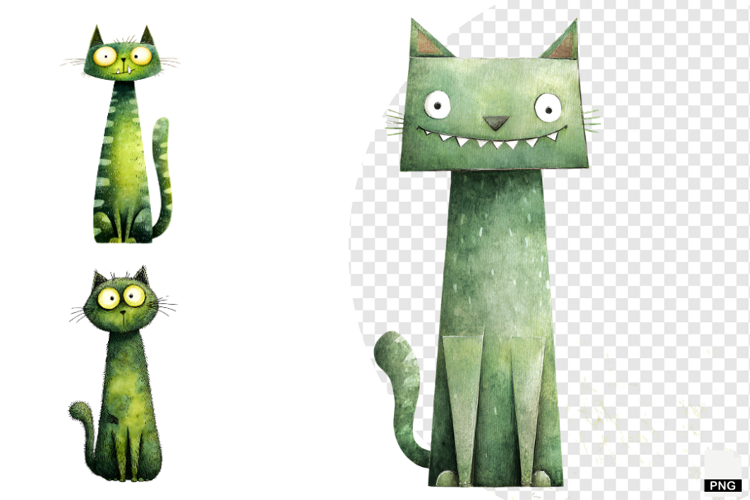 Green Zombie Cat Clipart