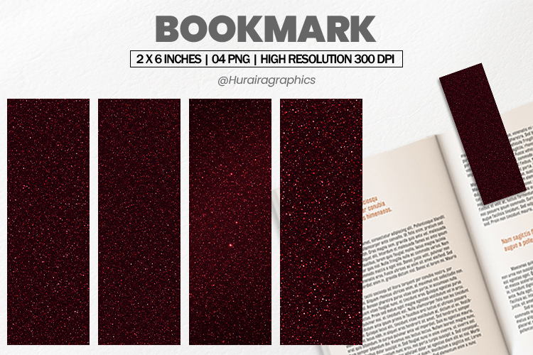 Dark Mahroon Glitter Bookmarks PNG, Bookmark Sublimation