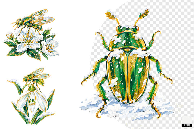 Winter Insect Garden Clipart example image 1