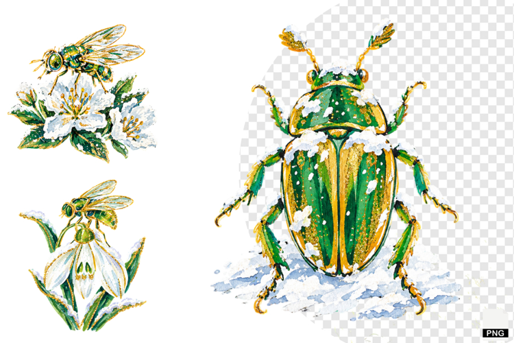 Winter Insect Garden Clipart