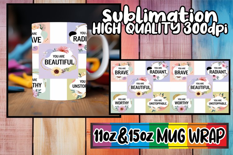 Inspiring colors 11oz 15oz mug wrap, Quote example image 1
