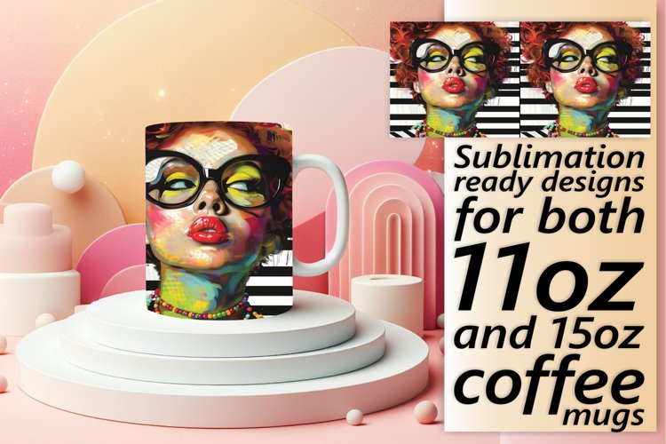 Striped Chic: Elegant Portrait Mug Wrap,11oz/15oz