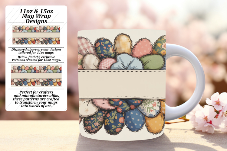 Elegant 11oz Mug Wrap Png Design , Flowers