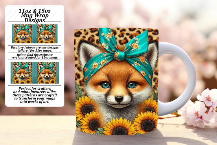 Sweet 15oz Mug Wrap Png Artwork , Cute Animals