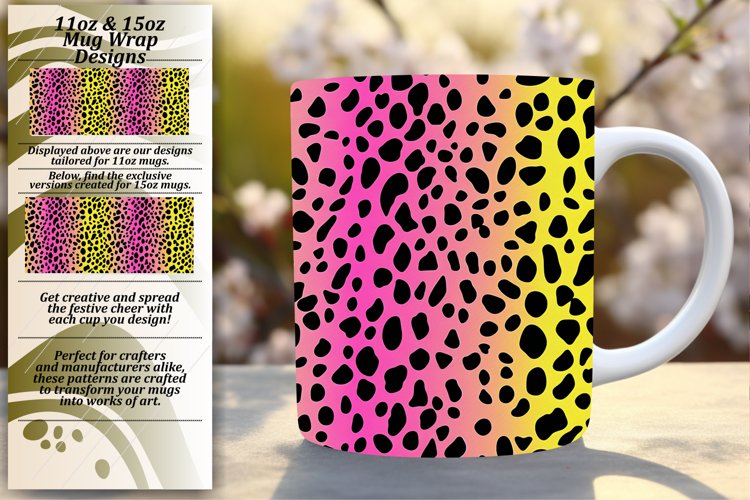 Colorful Leopard Glitter Mug Wrap 11oz/15oz Patterns