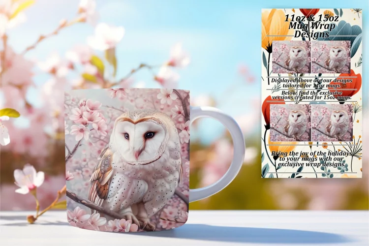 Vibrant Bird Owl Wrap Sublimation Mug